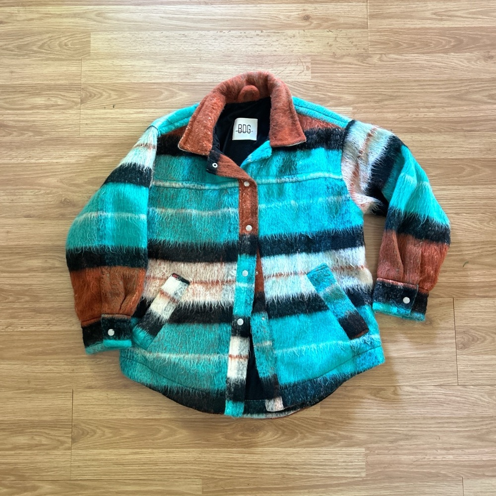 Colorful Plaid Button-Up Jacket